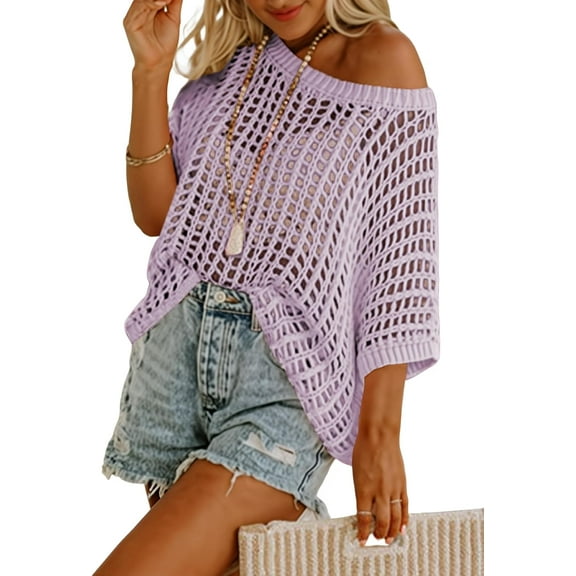 Womens Star Print Colorblock Shirt Long Sleeve 4th of July Pullvoer Blouse Tops