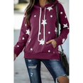 thumbnail image 1 of Womens Star Print Hoodies Pocket Long Sleeve Sweatshirts Streetwear Casual Loose Drawstring Hooded Ladies Pullover, 1 of 6