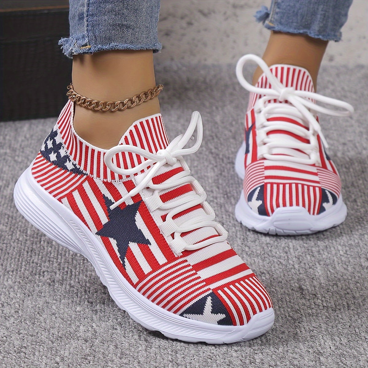 Womens Star Striped Tennis Shoes Super breathable Mesh Ultra lightweight Anti slip Fashionable Design for Tennis Travel Walmart
