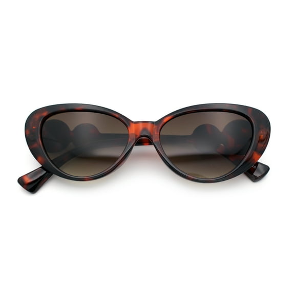 Womens Star Stud Jewel Trim Arm Mod Cat Eye Plastic Fashion Diva Sunglasses Tortoise - Brown