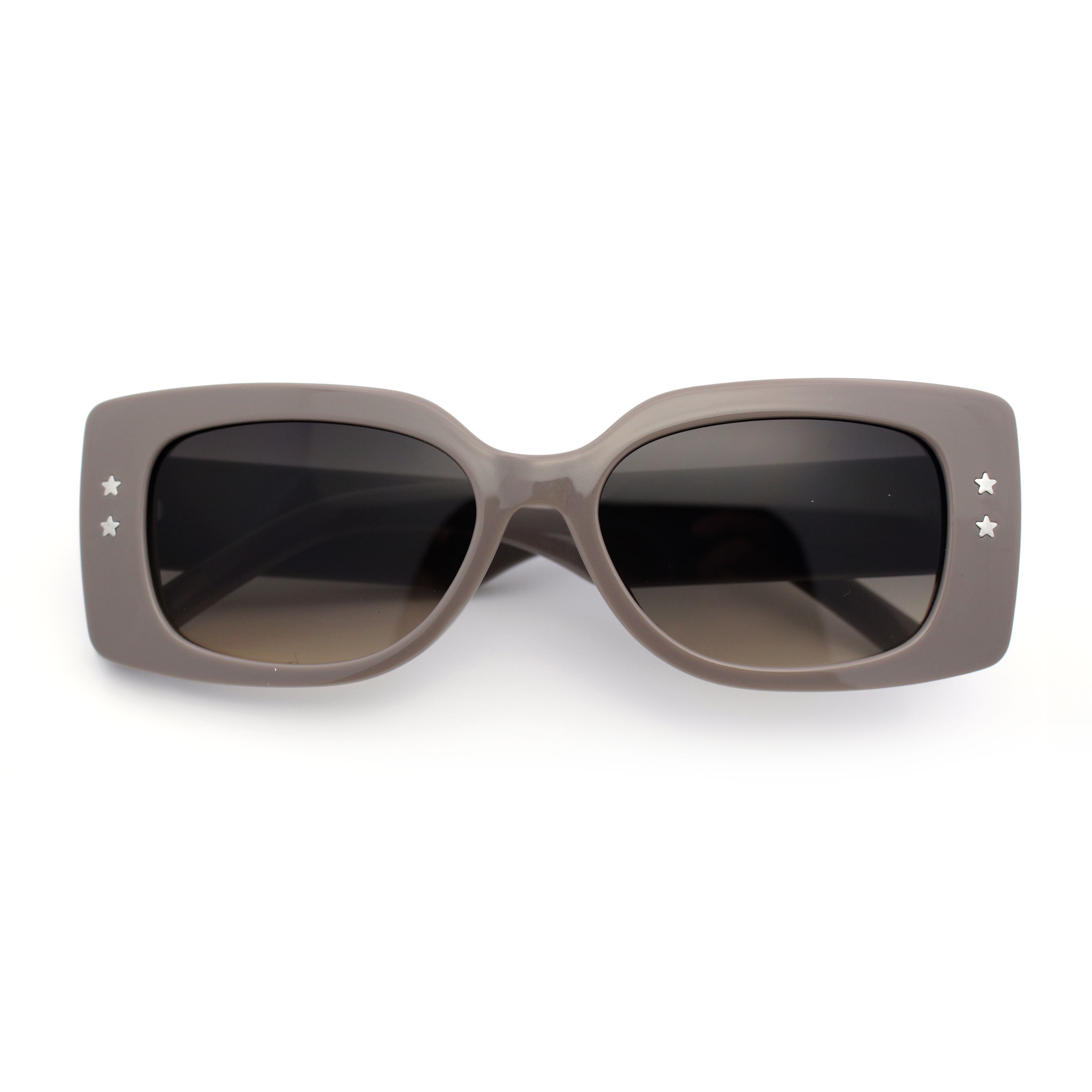 Womens Star Stud Rectangle Mod Thick Temple Plastic Retro Sunglasses Grey Black Brown Walmart