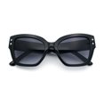 thumbnail image 1 of Womens Star Stud Thick Temple Plastic Horned Cat Eye Fashion Sunglasses Black - Smoke, 1 of 7