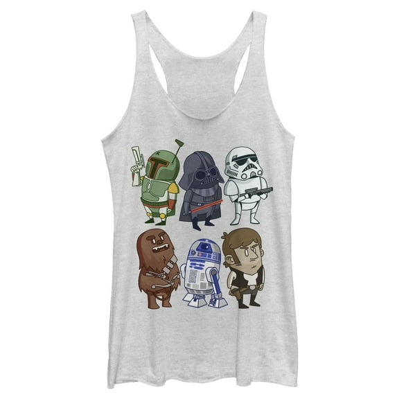 Womens Star Wars Doodle Character Grid Racerback Tank