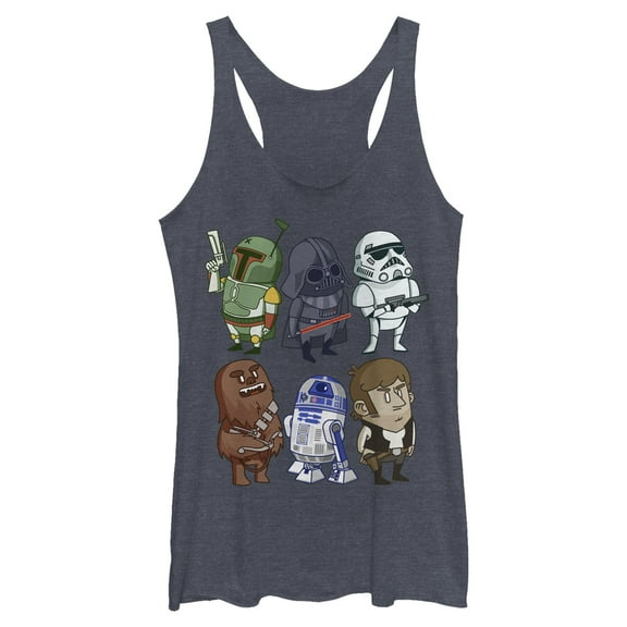 Womens Star Wars Doodle Character Grid Racerback Tank