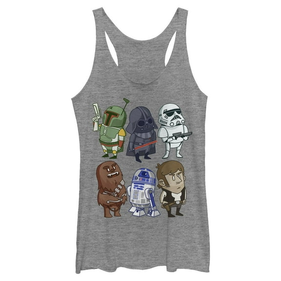 Womens Star Wars Doodle Character Grid Racerback Tank