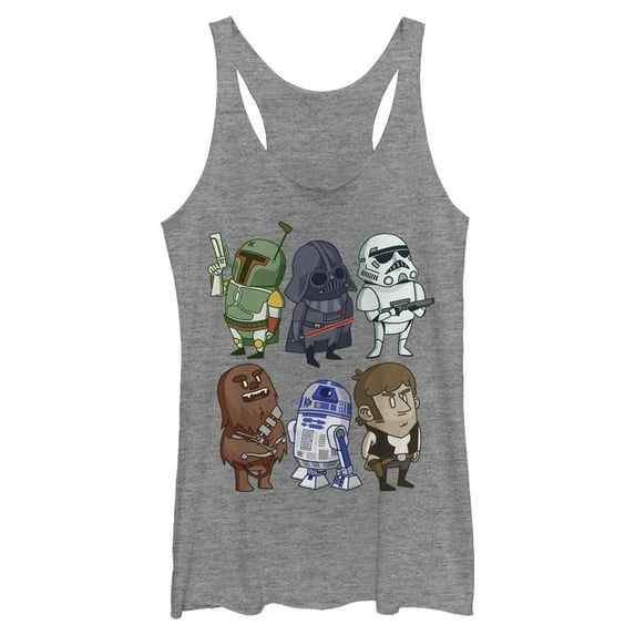 Womens Star Wars Doodle Character Grid Racerback Tank