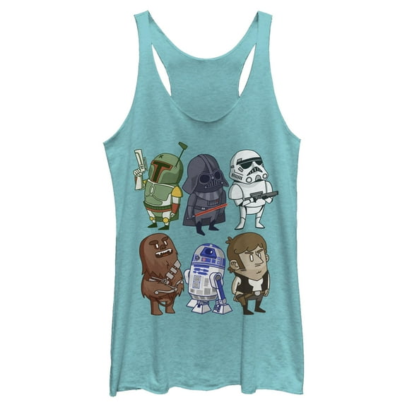 Womens Star Wars Doodle Character Grid Racerback Tank