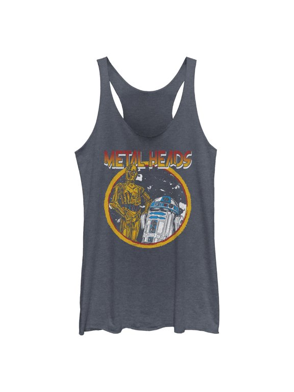 Womens Star Wars Metal Head Rock Droids Racerback Tank
