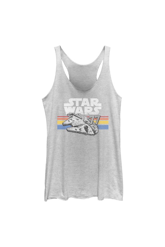 Womens Star Wars Millennium Falcon 77' Vintage Stripes Racerback Tank