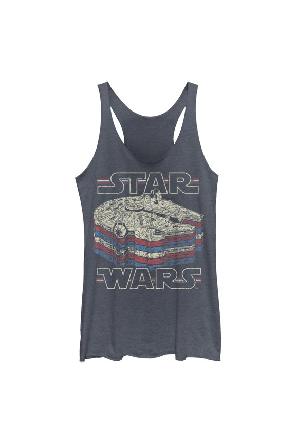 Womens Star Wars Millennium Falcon Retro Multi Stripes Racerback Tank