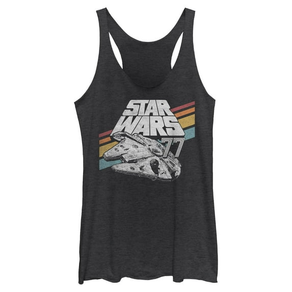Womens Star Wars Retro 77 Millennium Falcon Stripes Racerback Tank