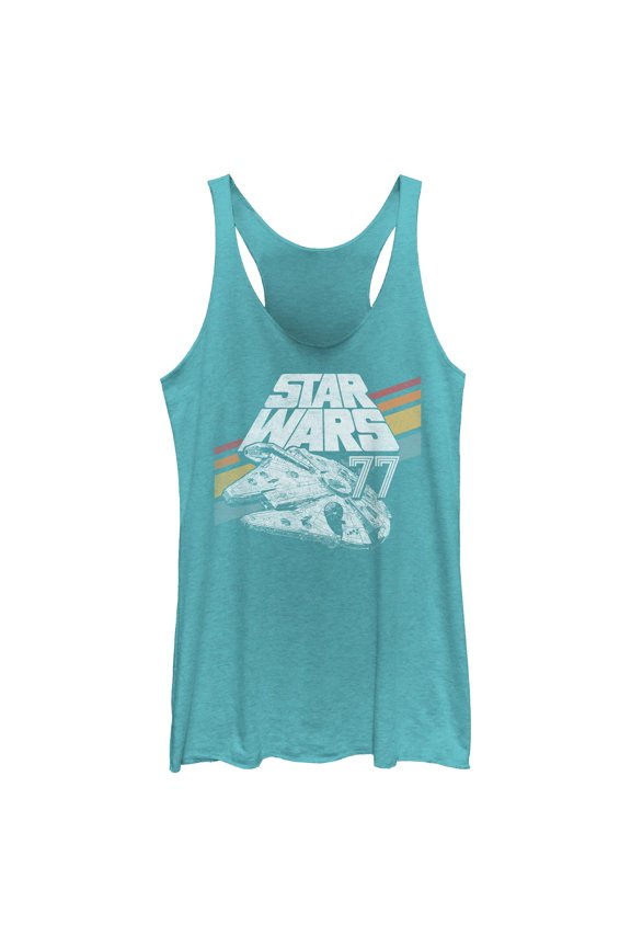 Womens Star Wars Retro 77 Millennium Falcon Stripes Racerback Tank