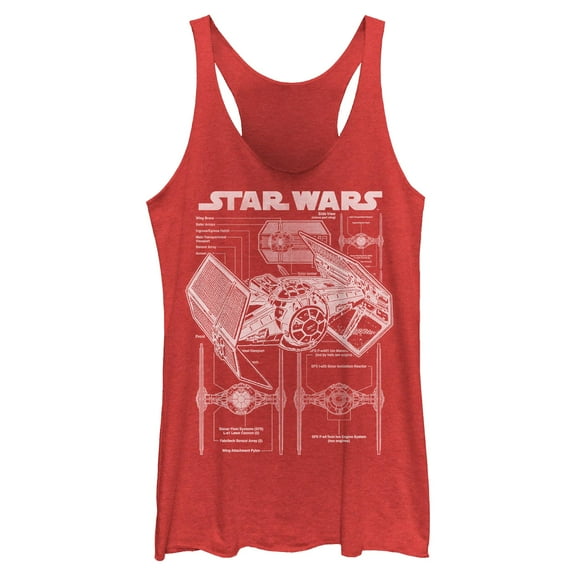 Womens Star Wars TIE Fighter Schematic Racerback Tank