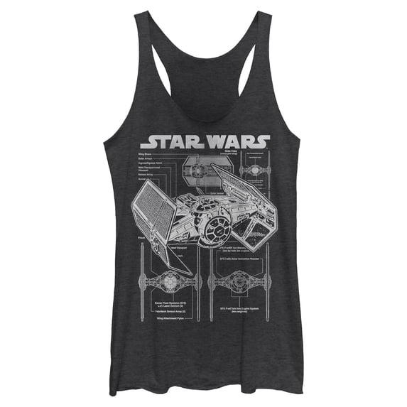 Womens Star Wars TIE Fighter Schematic Racerback Tank