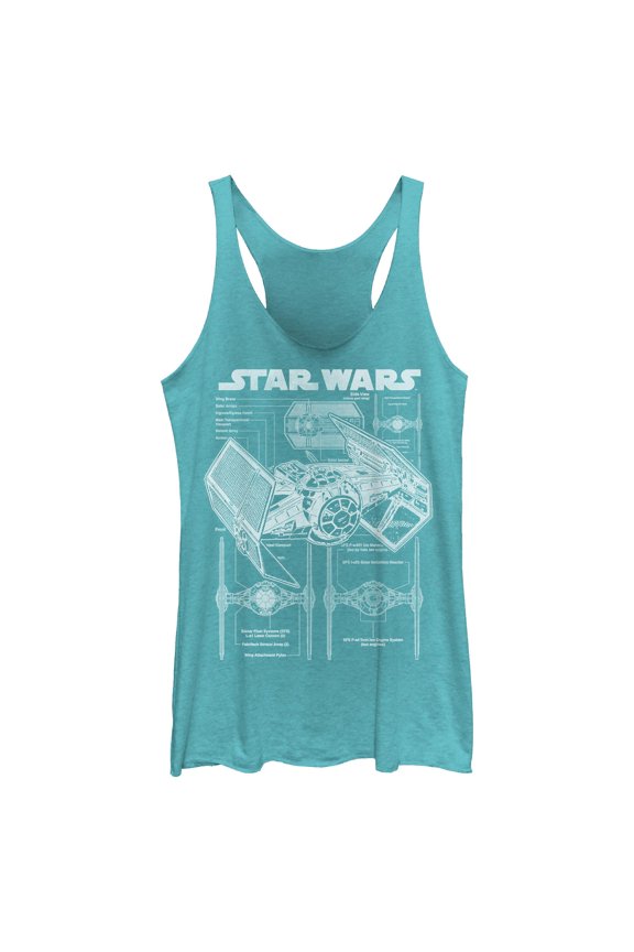 Womens Star Wars TIE Fighter Schematic Racerback Tank