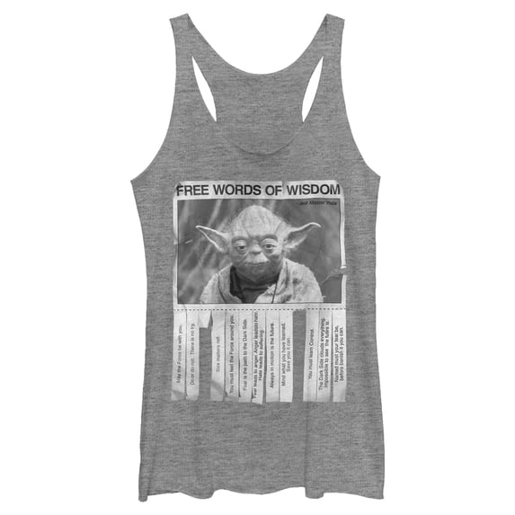 Womens Star Wars Yoda Words of Wisdom Racerback Tank