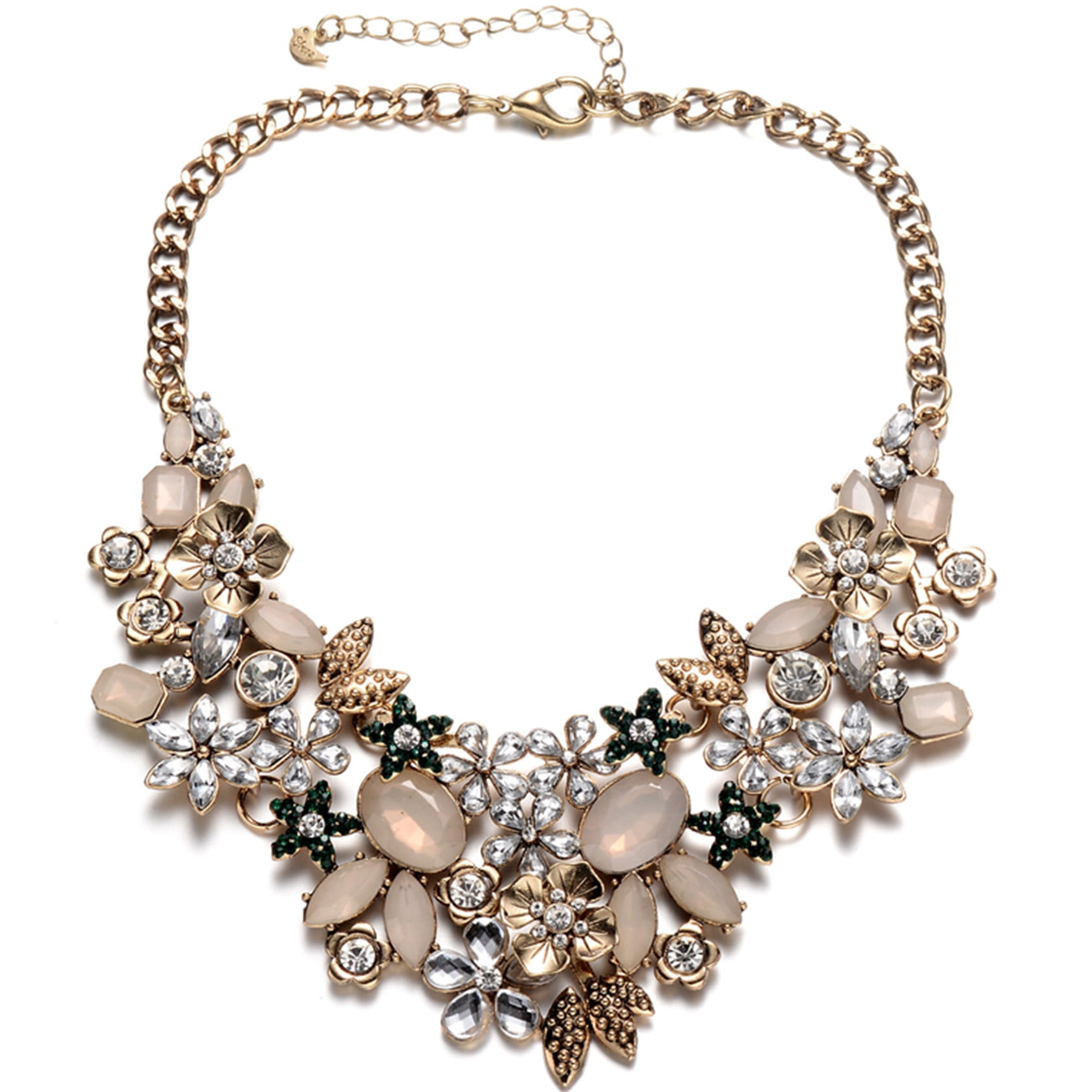 Czech Glass Gold & Clear Chunky Bridal Statement Necklace BIG Jewelry Gala  | eBay