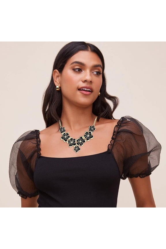Womens Statement Necklaces Flower Chunky Necklace Floral Bib Necklaces[o7830]