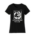 thumbnail image 1 of Womens Steamboat Willie T-Shirt - Classic Vintage Life Preserver 1928 Cartoon Shirt, Black X-Large, 1 of 3