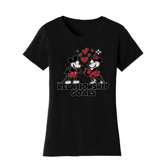 Womens Steamboat Willie T-Shirt - Vintage Relationship Goals Cartoon Shirt, Black Small