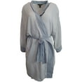 thumbnail image 1 of Womens Steel Blue Striped Bathrobe Pocketed House Coat Bath Robe, 1 of 1