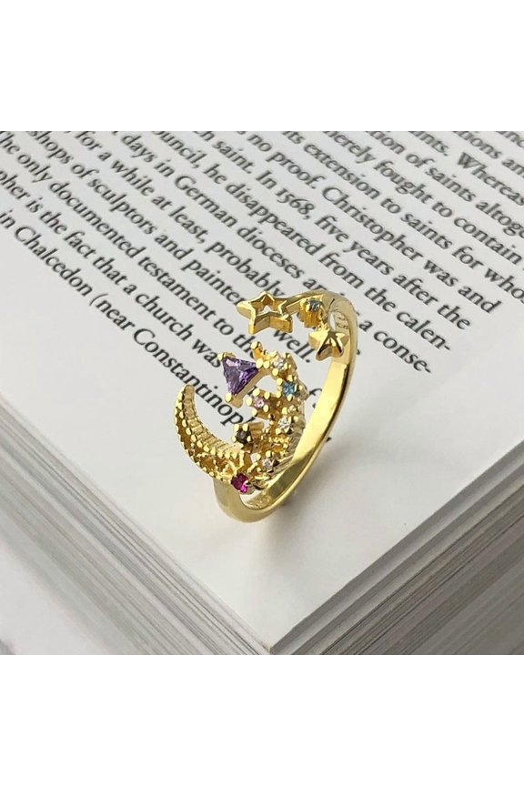 Womens Sterling Silver Crescent Moon Ring Adjustable Open Design Elegant Celestial Jewelry Bright Gift For Her