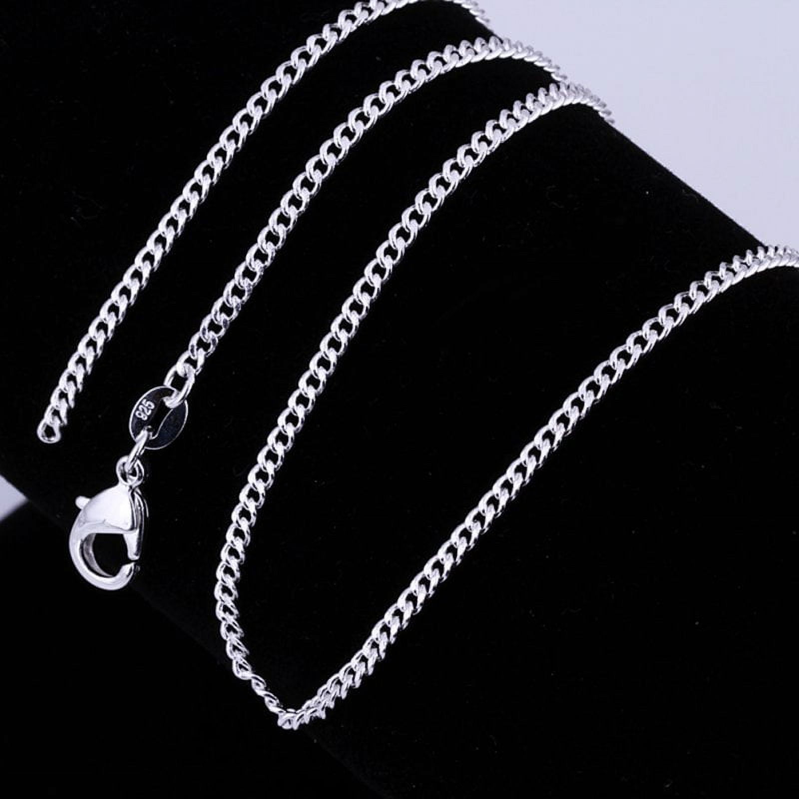 Sterling Silver Flat Curb Chain Women's Talisman Chain Size 32