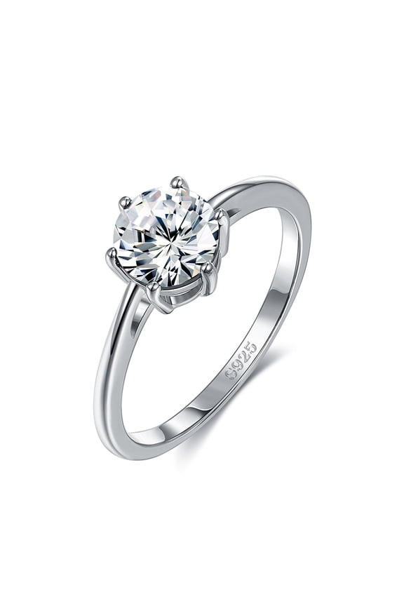 Womens Sterling Silver Ring Eight Hearts And Arrows Zircon With Three Layer Platinum Plating For Anniversary Ring