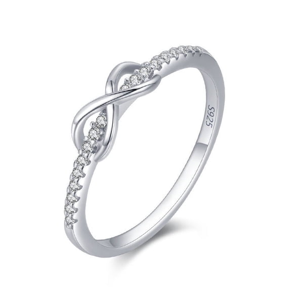 Womens Sterling Silver Ring Gold Plated 925 Silver Inlaid Gemstone Ring Geometric Diamond Love Bow Knot Design