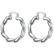 DOLSRINKSYS Womens Sterling Silver Twist Earrings Exaggerated Large Hoop Twist Earrings Women's Hoop Earrings