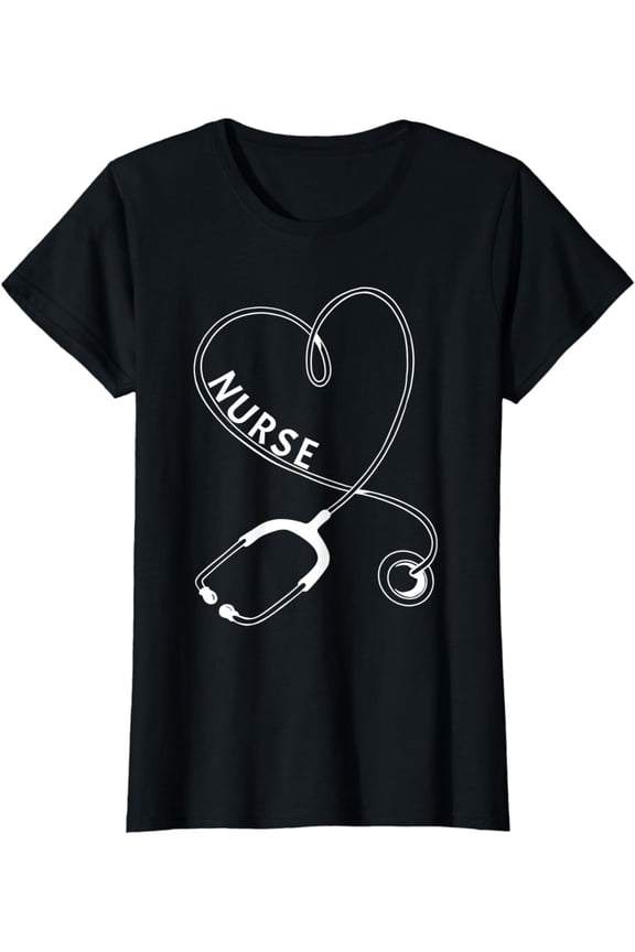 Womens Stethoscope Heart RN Nurse Week Healthy Day Gift T-Shirt