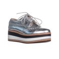 thumbnail image 1 of Womens Steve Madden Greco Lace Up Platform Sneakers, Silver, 7.5 US, 1 of 5