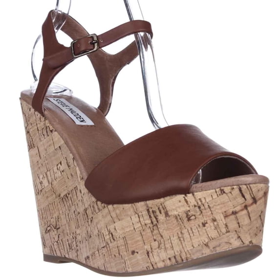 Womens Steve Madden Korkey Wedge Sandals - Cognac