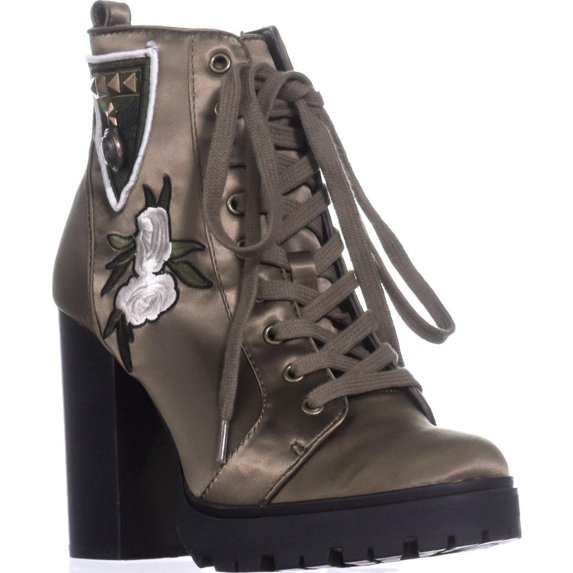 Womens Steve Madden Laurie Casual Ankle Boots, Olive Satin
