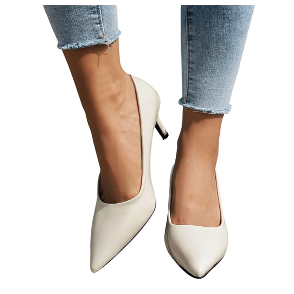 Womens Stiletto High Heels Dress Shoes Formal Pointed Toe Leather Dressy Pumps for Work Business Office