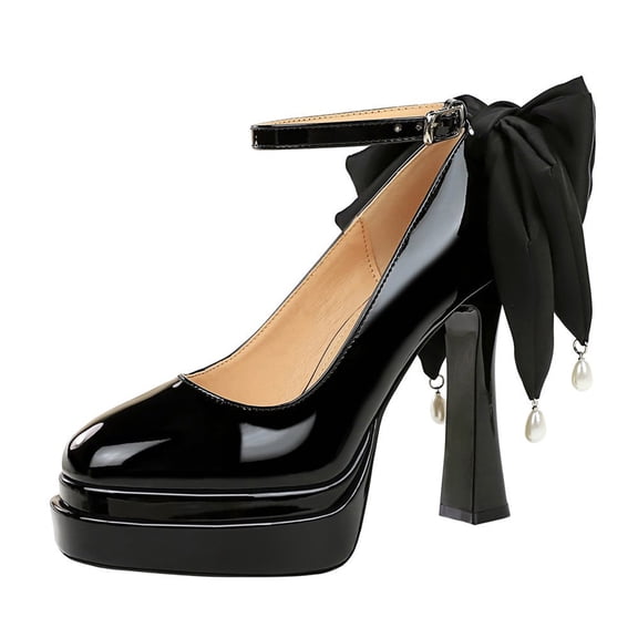 Womens Stiletto High Platform Heels 11.5cm Round Toe Ankle Strap Platform Pump Party Dress Heel
