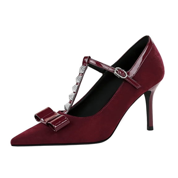 Womens Stiletto Pointed Toe Pumps 8.5 cm High Heel Red Dress Wedding for Ladies