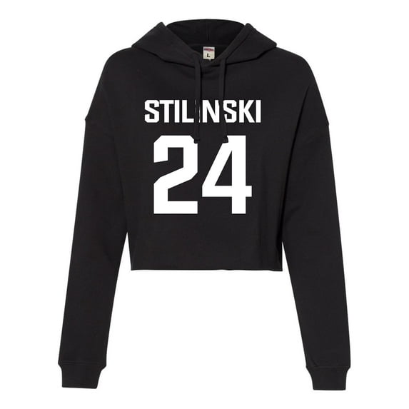 Womens Stilinski LaCrosse #24 Cropped Hooded Sweatshirt