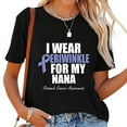 thumbnail image 1 of Womens Stomach Cancer Awareness I Wear Periwinkle For My Nana Short Sleeve T-Shirt Black, 1 of 5