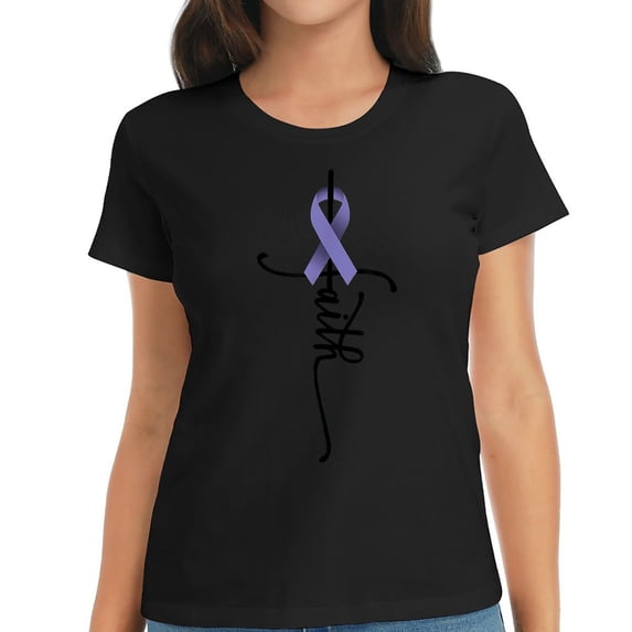 Womens Stomach Cancer Faith Stomach Cancer Awareness Support T-Shirt Black 2X-Large