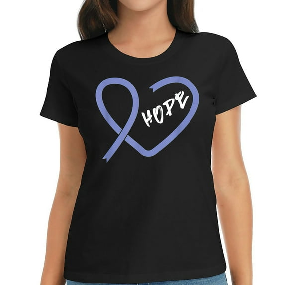 Womens Stomach Cancer Hope and Heart T-Shirt Black 2X-Large