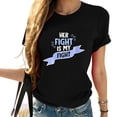 thumbnail image 1 of Womens Stomach Cancer Supporting Honoring Apparel I Her Fight Round Neck T-Shirt Black, 1 of 5