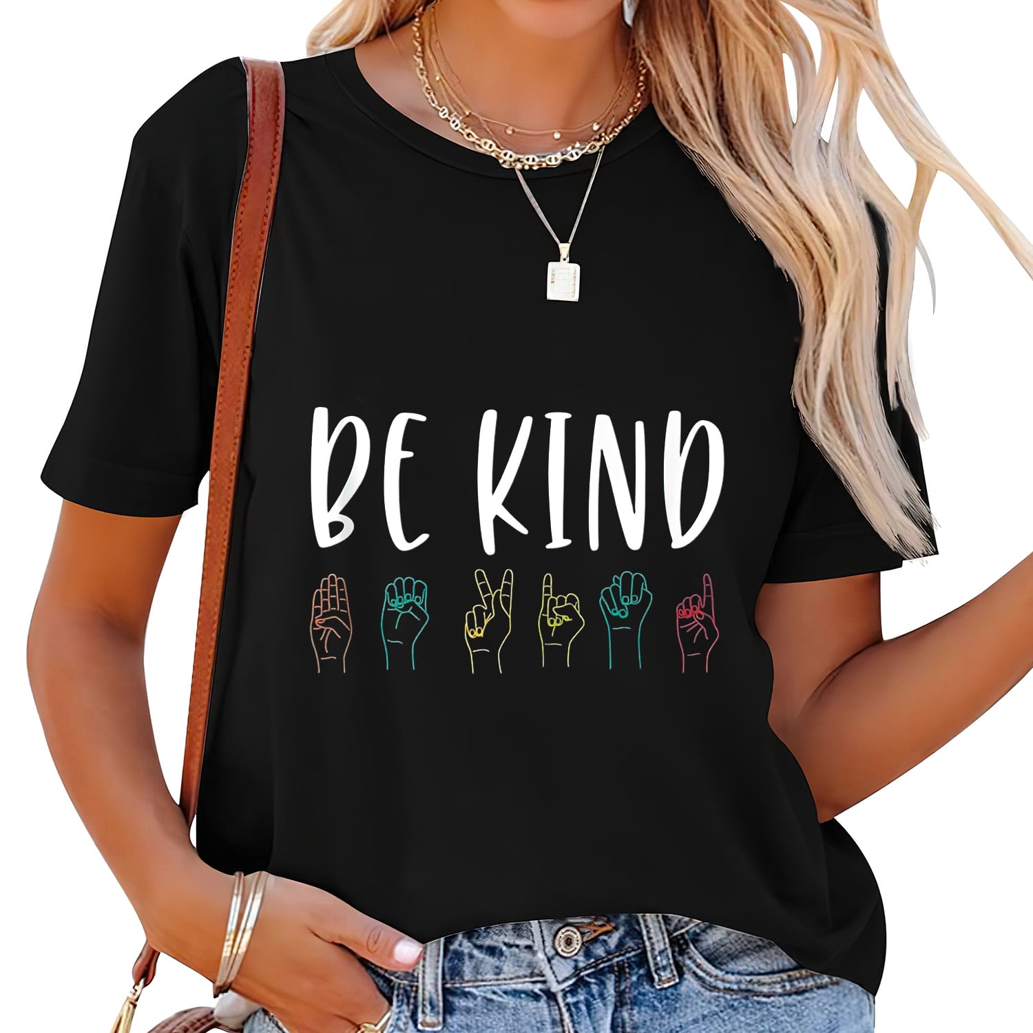 Womens Stop Bullying Kindness Matters Be Kind Sign Language T Shirt ...