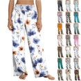 thumbnail image 1 of Womens Straight Leg Palazzo Lounge Pants Stretchy High Waist Loose Slacks with Pockets Printed Comfy Flowy Lounge Pants,Sizes S-2XL, 1 of 8