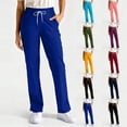 thumbnail image 1 of Womens Straight Leg Scrub Pants Drawstring Mid Rise Nursing Uniform 4-Way Stretch Soft Healthcare Professional Bottoms with Functional Pockets ,M,#01 Blue, 1 of 6