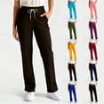 thumbnail image 1 of Womens Straight Leg Scrub Pants Drawstring Mid Rise Nursing Uniform 4-Way Stretch Soft Healthcare Professional Bottoms with Functional Pockets ,XL,#01 Brown, 1 of 6