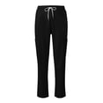 thumbnail image 1 of Womens Straight Leg Scrub Pants with Drawstring Waist and Side Pockets, Medical Workwear Trousers Black L, 1 of 5