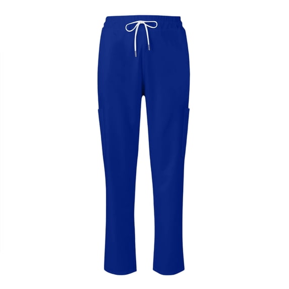 Womens Straight Leg Scrub Pants with Drawstring Waist and Side Pockets, Medical Workwear Trousers Blue S