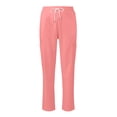 thumbnail image 1 of Womens Straight Leg Scrub Pants with Drawstring Waist and Side Pockets, Medical Workwear Trousers Pink M, 1 of 5