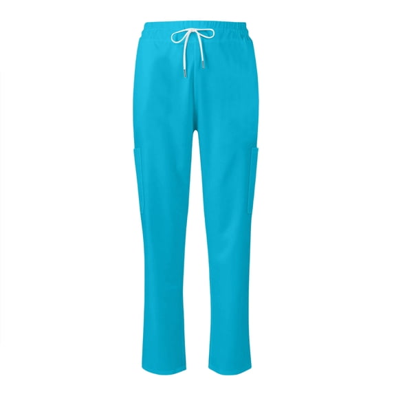 Womens Straight Leg Scrub Pants with Drawstring Waist and Side Pockets, Medical Workwear Trousers Turquoise 2XL